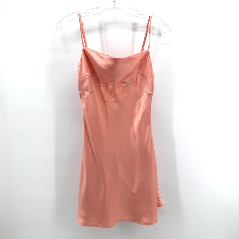 Princess Polly Slip Dress Womens 2 Peach Satin Cowl Neck Mini HOCO Homecoming